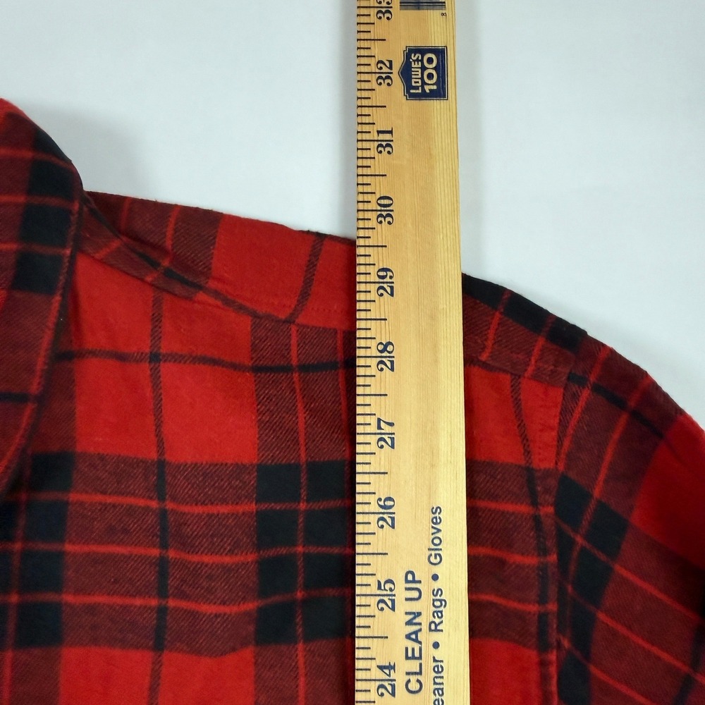 Polo Ralph Lauren Flannel Sleep Shirt Mens Medium Red Black Plaid Pajama Top - Picture 6 of 7